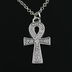 New Fashion Egyptian Ankh Life Symbol Pendants Round Cross Chain Short Long Mens Womens Silver Color Necklace Jewelry