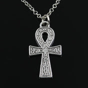 Egyptian Ankh Silver Necklace Pendant Chain Amulet