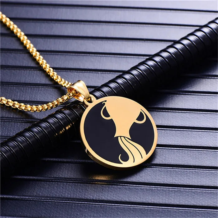 Scorpio 12 Constellations Necklace For Men/Women Birthday Gifts Gold Color Stainless Steel Amulet Pendant Zodiac Sign