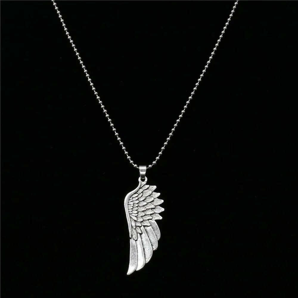 Male Punk Long Custom Sweater Chain Choker Necklace Angel Wing Music Note Pendant Men Necklace Women Jewelry Friendship Gifts
