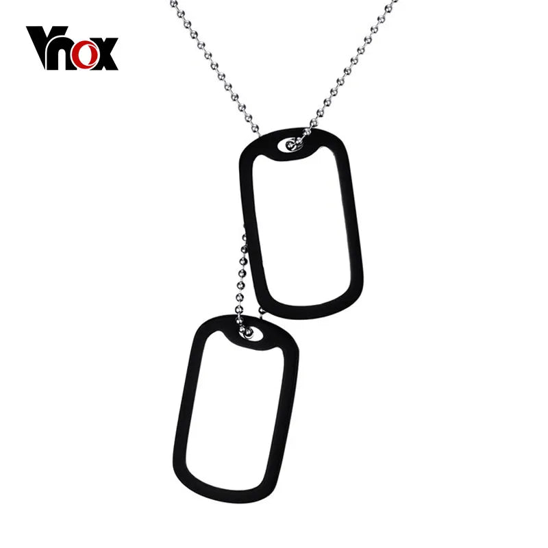 Double Dog Tag ID Pendant Necklace 24 Inch — Stainless Steel