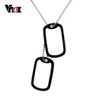 Double Dog Tag ID Pendant Necklace 24 Inch — Stainless Steel