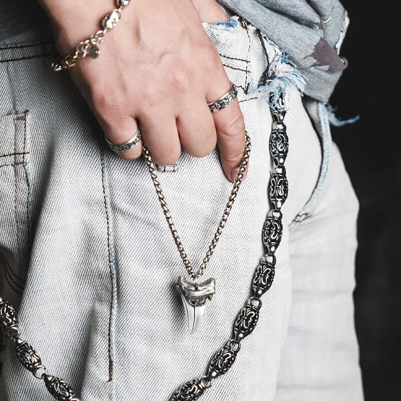 Shark tooth S925 Silver necklace for men silver pendant Jewelry hippop street culture mygrillz