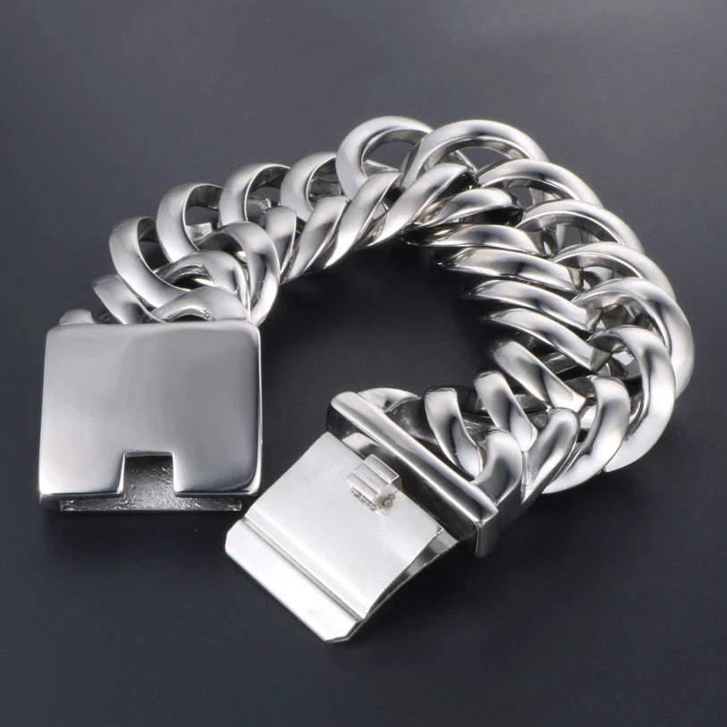 Massive Metal Bikers Jewelry 33MM Stainless Steel Curb Chain Bracelets For Man Men's Bracelets Bangles Gift For Husband