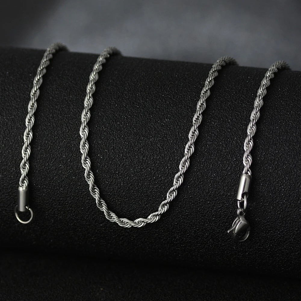 50cm New Fashion Stainless Steel Chain 1.2-3mm Silver Color Rose Gold Necklace Jewelry Vacuum Plating Accessories Chokers Collar