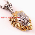 Lion Head Pendant — Two-Tone Stainless