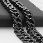 7''-40'' Wide 6/8/10/12/15/17/19mm Black Top Quality Stainless Steel Men Cuban Link Chain Curb Necklace Fashion Gifts