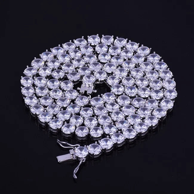Bubble Letter 1 Row Tennis Chain Zircon Necklace Hip Hop Jewelry Gold Color Copper Material Men Rock Link 18inch 20inch