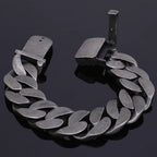 Cool 24MM Wide Cuban Chain Link Men's Bracelets Heavy Black Stainless Steel Man Bracelet for Men With Belt Buckle Metal