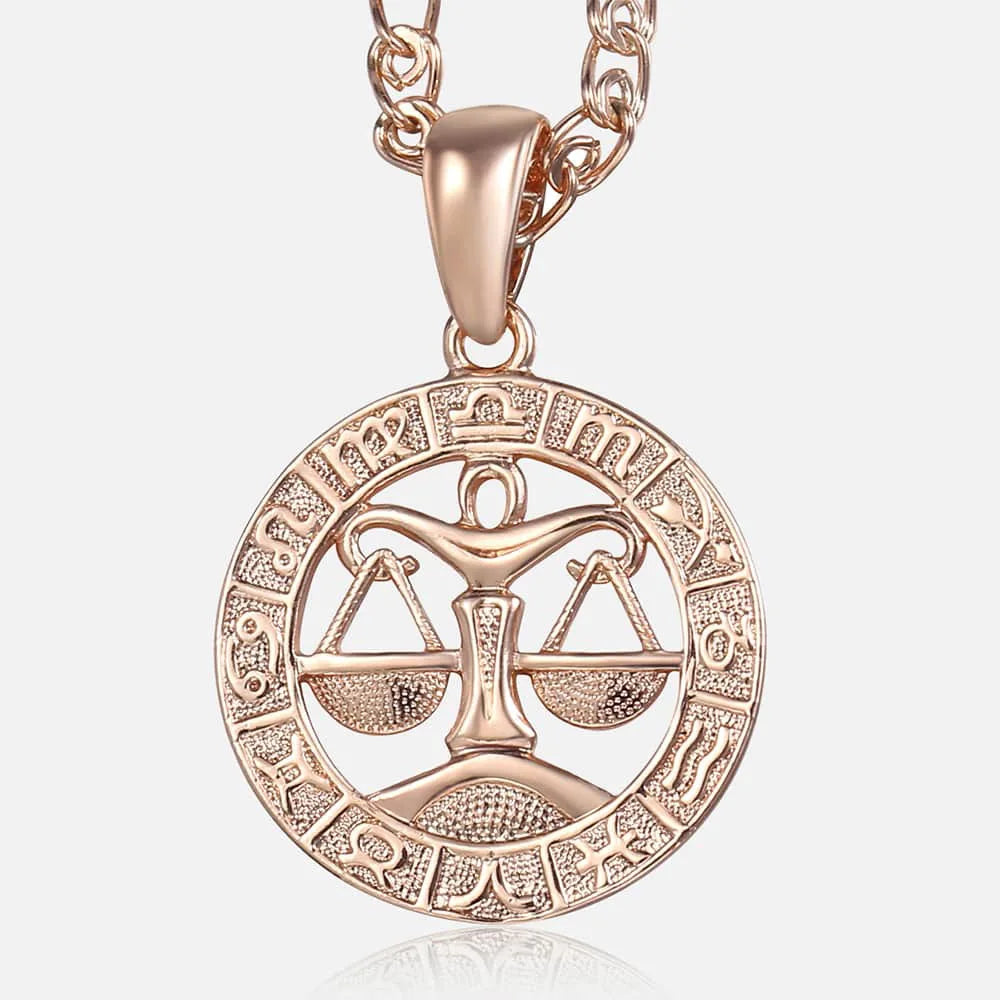 12 Zodiac Sign Constellations Pendant Necklace For Women Men 585 Rose Gold Color Necklace Birthday Gifts Drop Shipping
