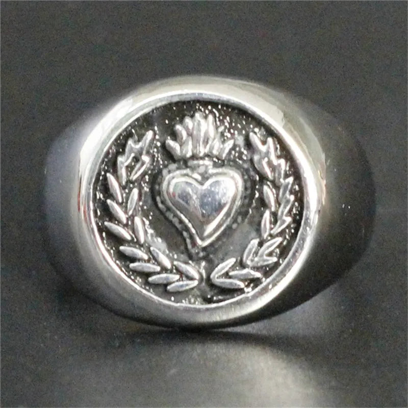 Olive Branch Love Heart Ring — Leaf Band Design
