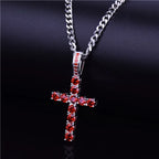 Bubble Letter Cross Necklace for Men Pendant Gold Color Copper Material Hip Hop Jewelry