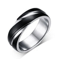 Vnox Wedding Ring for Women Men Stainless Steel Black Rose Gold Color Free velvet bag Gift