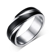 Black & Rose Gold-Tone Wedding Band Ring — Titanium