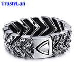 Gothic 25MM Width Skull Link Chain Men’s Bracelets for Man Punk Rock Skeleton Bracelet Male Stainless Steel Wrap