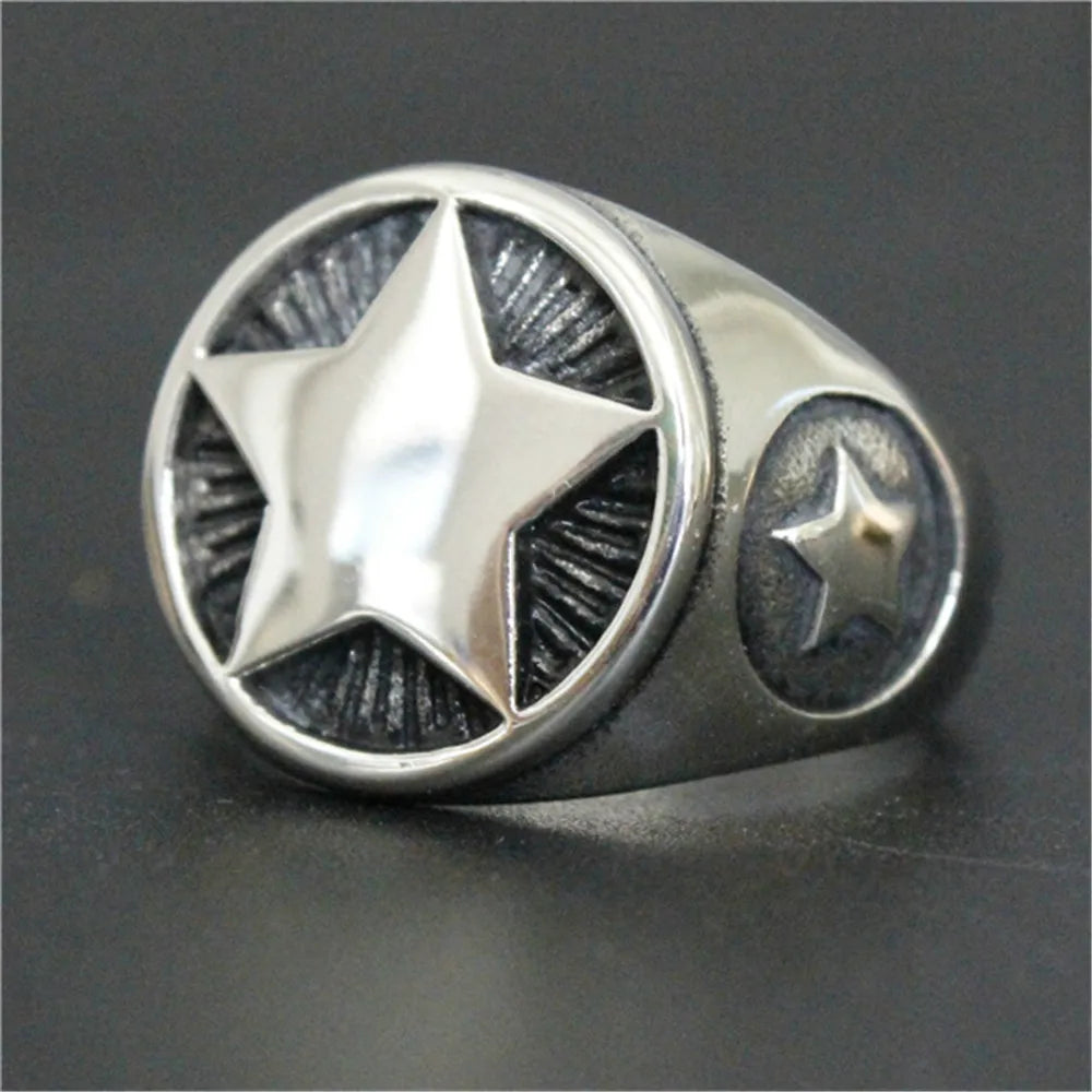 Four Color Star Party Band Ring — Stainless Steel
