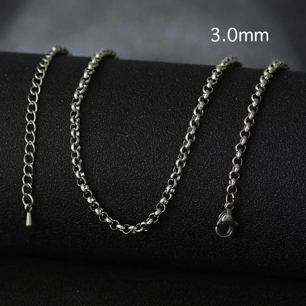 50cm New Fashion Stainless Steel Chain 1.2-3mm Silver Color Rose Gold Necklace Jewelry Vacuum Plating Accessories Chokers Collar