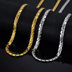 Mens Chain 6MM Long Necklace for Men 20" 23" 26" Gold Color Stainless Steel Flat Snake Chain Necklaces Men Chain