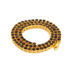 THE BLING KING  1 Row Tennis Chains Necklace For Men Iced Blue/Red/Black Colored Rhinestones Link Choker Hiphop Jewelry
