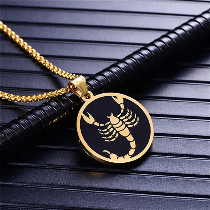 Scorpio 12 Constellations Necklace For Men/Women Birthday Gifts Gold Color Stainless Steel Amulet Pendant Zodiac Sign