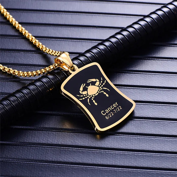 Scorpio 12 Constellations Necklace Birthday Gifts Gold Color Stainless Steel Amulet Pendant Zodiac Sign Jewelry Collier
