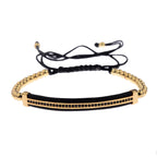2020 Classic Luxury CZ Black Zircon Long Tubes&4MM Copper Beads Macrame Men Bracelets&Bangles For Women Jewelry Bileklik