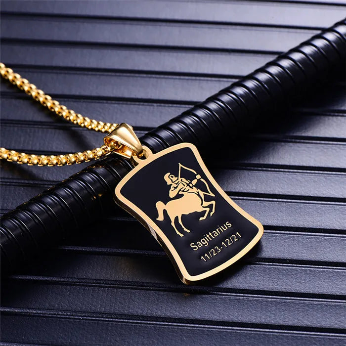 Scorpio 12 Constellations Necklace Birthday Gifts Gold Color Stainless Steel Amulet Pendant Zodiac Sign Jewelry Collier
