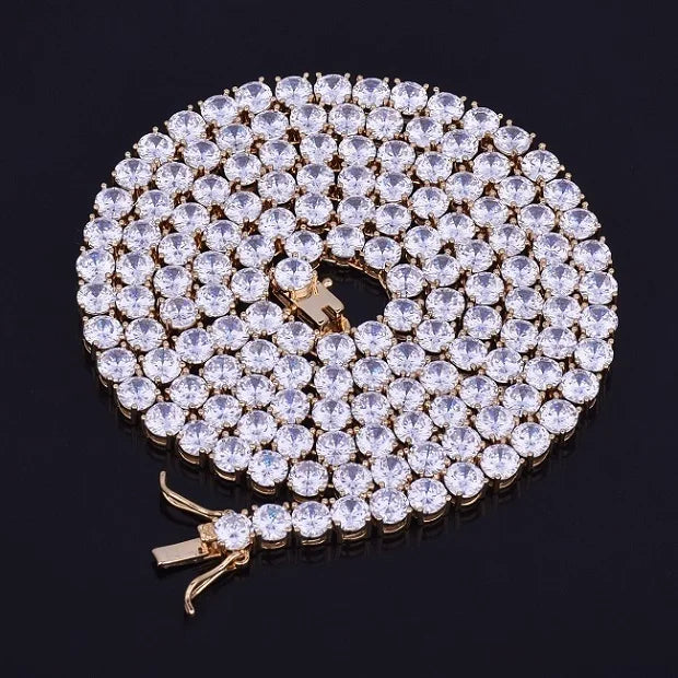 Aokaishen Tennis Chain Men Necklace Real Gold Plated Hip Hop Rock Street Jewelry Iced Out Charms Free Shipping Items
