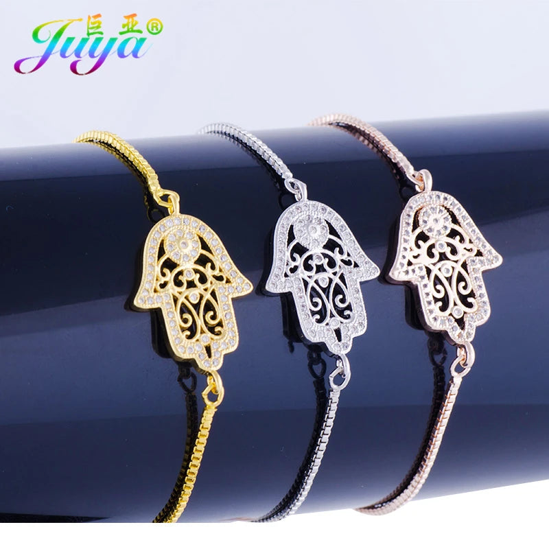 Iced Out Hamsa Copper Bracelet — Adjustable