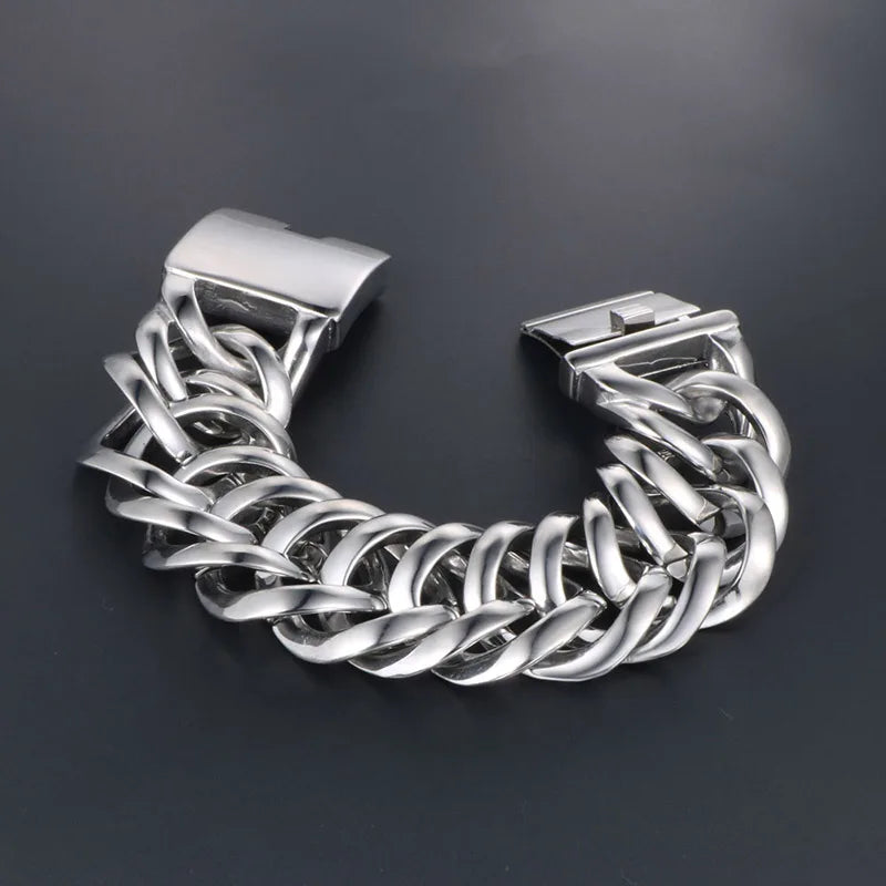 Massive Metal Bikers Jewelry 33MM Stainless Steel Curb Chain Bracelets For Man Men's Bracelets Bangles Gift For Husband