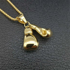 Hip Hop Pair Boxing Glove Pendants Necklaces For Men Gold Color Stainless Steel Necklace Male Hiphop Jewelry