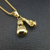 Boxing Glove Pendant Necklace Set — Gold-Tone Stainless Steel