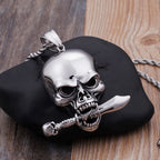 Rocker Skull Head Pendant Necklace For Men Jewelry Accessory Stainless Steel Best Friends Ghost Necklaces & Pendants