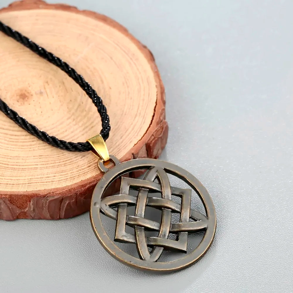 Kinitial Punk Slavic Virgin Lada Star Pendant Necklace Slavic Lada Amulet Knot Pendant Choker Necklaces Rope Chain