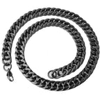 7''-40'' Wide 6/8/10/12/15/17/19mm Black Top Quality Stainless Steel Men Cuban Link Chain Curb Necklace Fashion Gifts