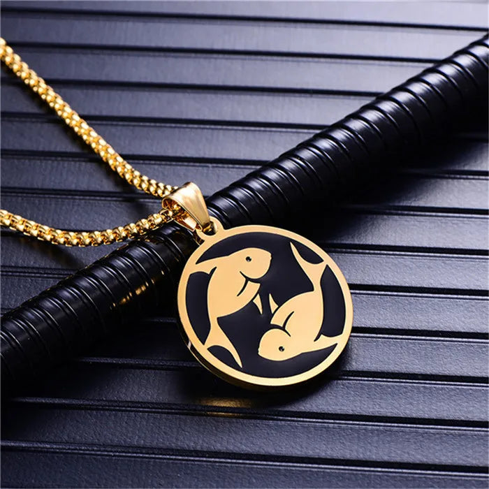 Scorpio 12 Constellations Necklace For Men/Women Birthday Gifts Gold Color Stainless Steel Amulet Pendant Zodiac Sign