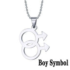 2024 Fashion LGBT Gay Pride Rainbow Girl Boy Symbol Necklaces Pendant Stainless Steel Necklace Men Jewelry