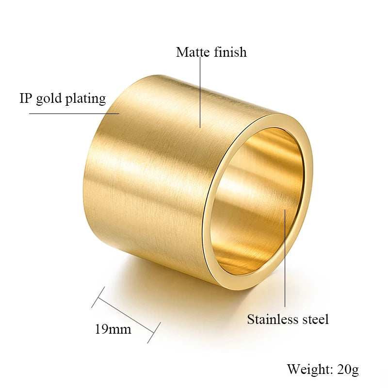 19MM Wide Vintage Thumb Ring — Stainless Steel