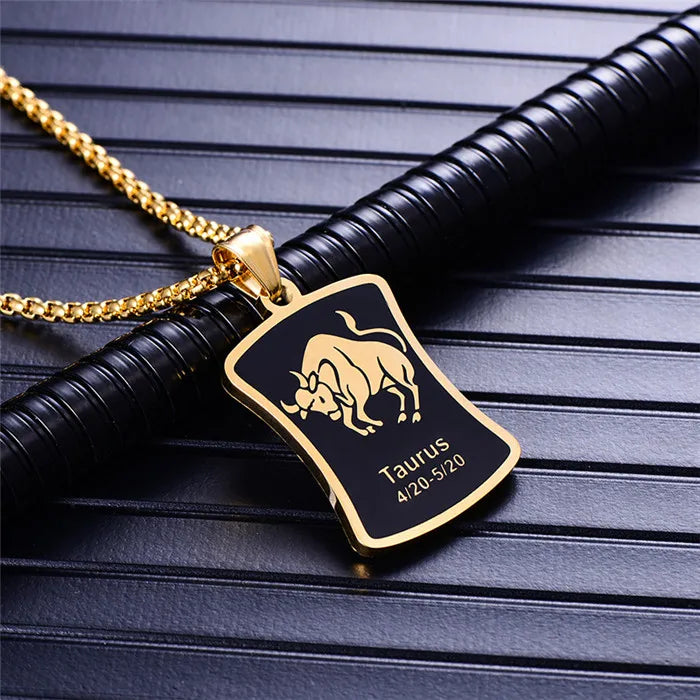 Scorpio 12 Constellations Necklace Birthday Gifts Gold Color Stainless Steel Amulet Pendant Zodiac Sign Jewelry Collier