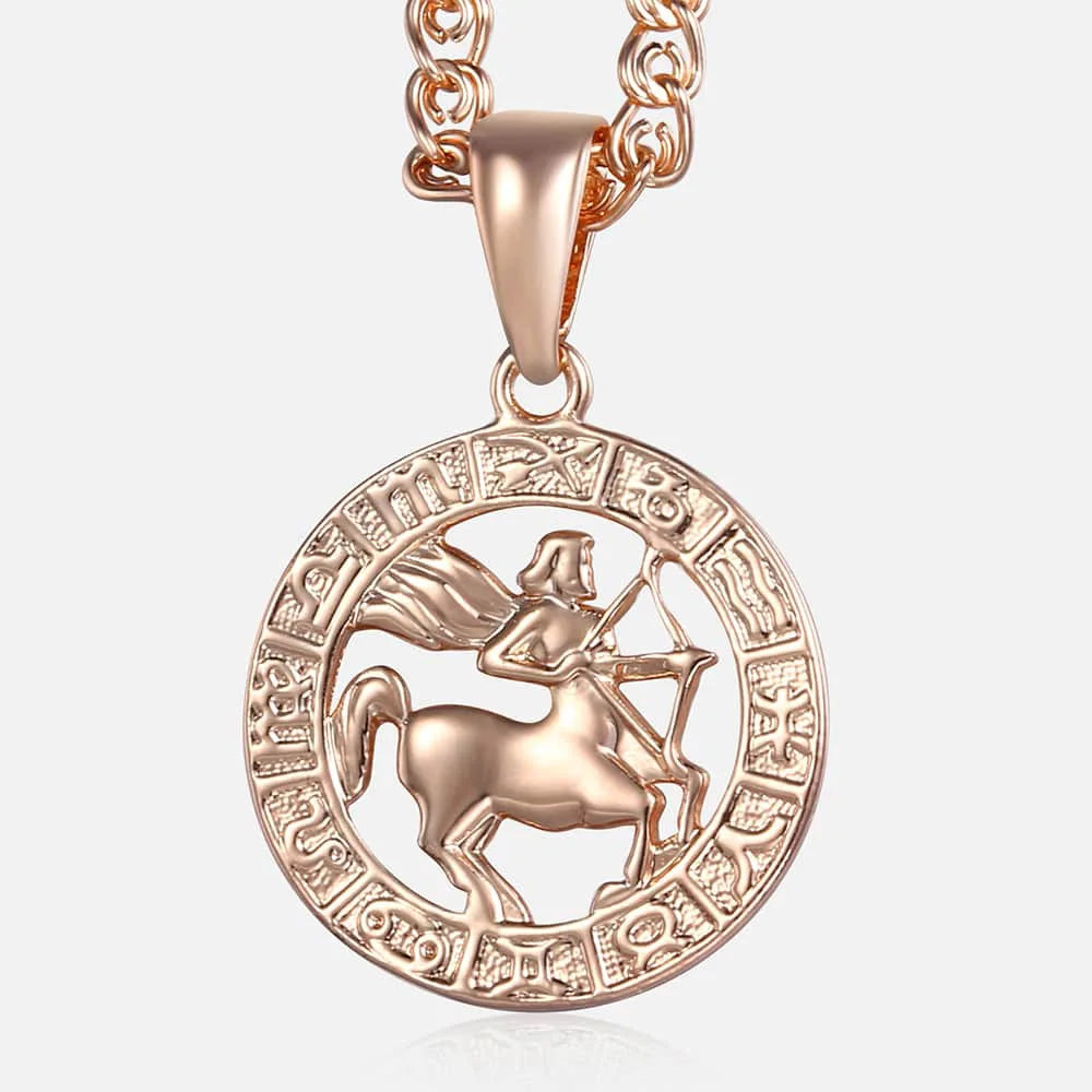 12 Zodiac Sign Constellations Pendant Necklace For Women Men 585 Rose Gold Color Necklace Birthday Gifts Drop Shipping