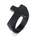 Cross Two-Tone Ring — Stainless Steel