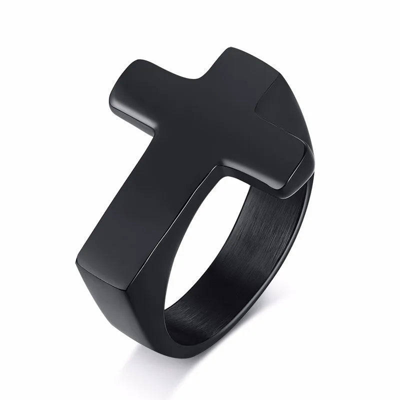 Cross Two-Tone Ring — Stainless Steel