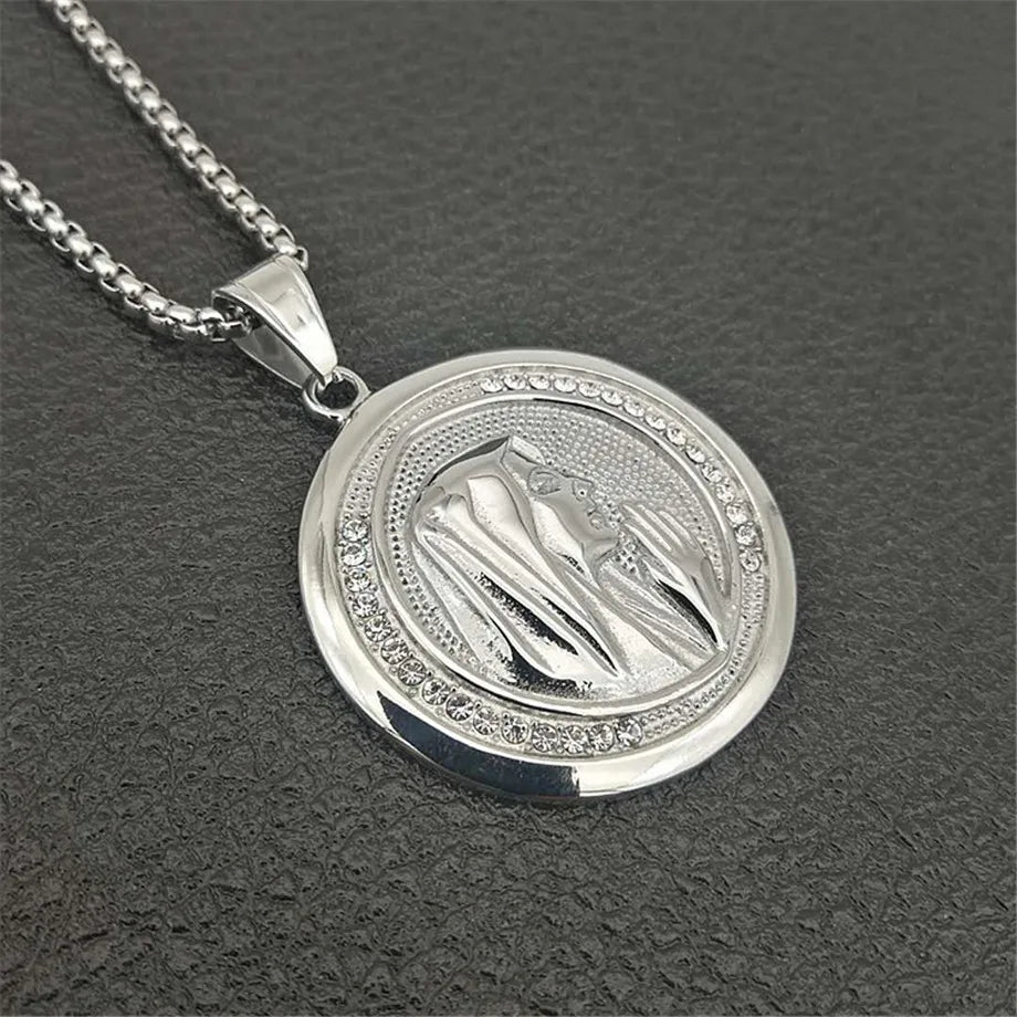 New Catholic Religious Jewelry Virgin Mary Pendants Gold Color Stainless Steel Madonna Collier For Women 2020 Necklace