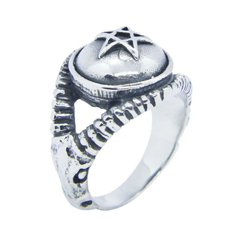 Pentagram Dome Ring for Men — 316L Stainless Steel
