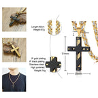 Vnox Cross Necklace For Men Byzantine Gold Color Stainless Steel Chain Catholic Crucifix Pendant Male Punk Rock