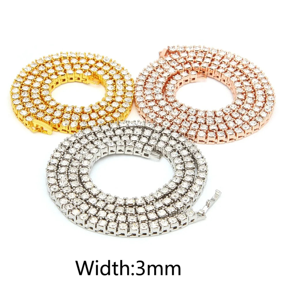 TBTK One Row Tennis Link Chain Choker Necklace Paved Bling Crystal Zircon Punk Style Man Luxury Hiphop Jewelry