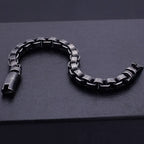 Solid Black Stainless Steel Men Bracelet Vintage Jewelry 9MM Wide Chain Link Friendship Men's Bracelets & Bangles For