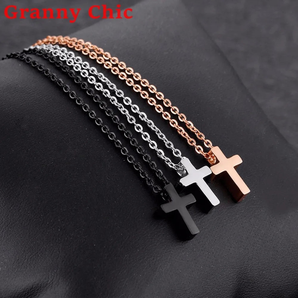 Simple Cross Pendant — Rose Gold