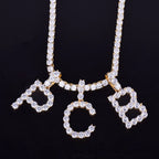 Zircon Tennis Letters Necklaces & Pendant For Men/Women Gold Color Fashion Hip Hop Jewelry with 4mm Tennis Chain