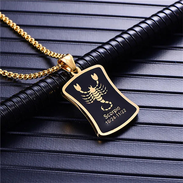 Leo 12 Constellations Necklace For Men/Women Birthday Gifts Stainless Steel Gold Color Scorpio Pendant Zodiac Sign Jewelry